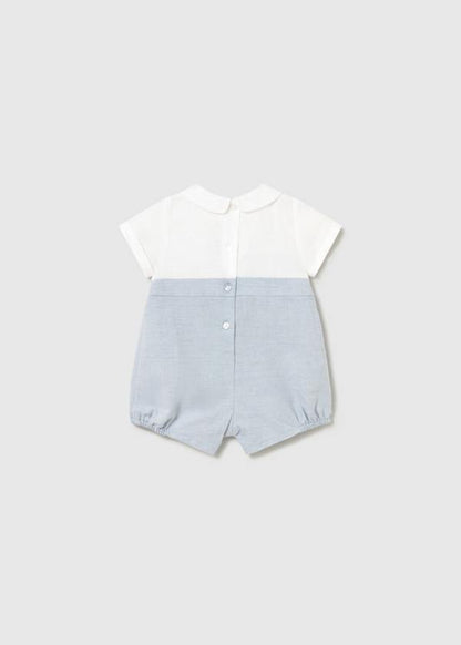 Baby Boy Blue Linen Romper
