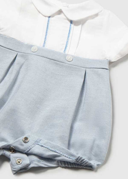 Baby Boy Blue Linen Romper