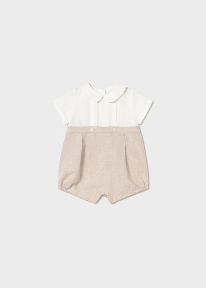 Baby Boy Oatmeal Linen Romper