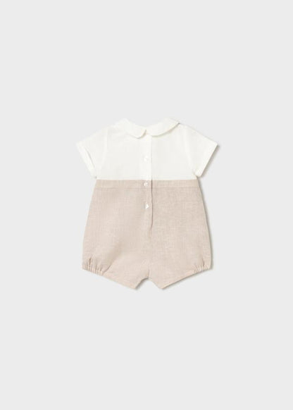 Baby Boy Oatmeal Linen Romper