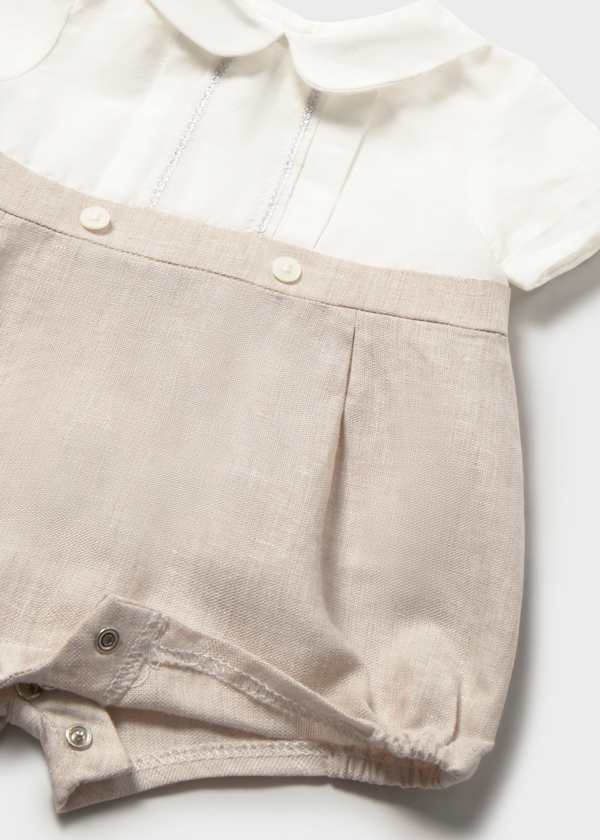 Baby Boy Oatmeal Linen Romper
