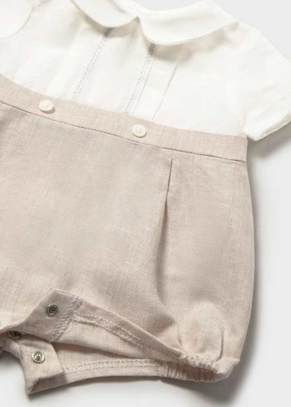 Baby Boy Oatmeal Linen Romper