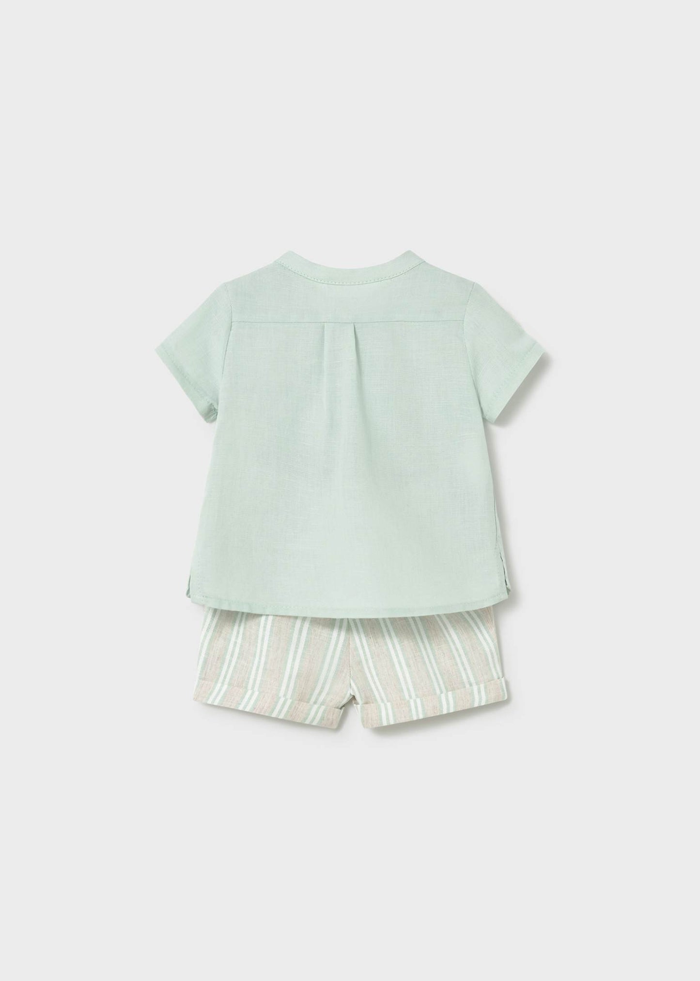 Baby Aqua Linen Short Set