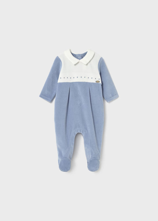 Mayoral Baby Blue Velour One Piece
