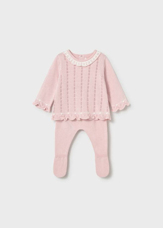 Girls Pink Knit Pant/Sweater Set